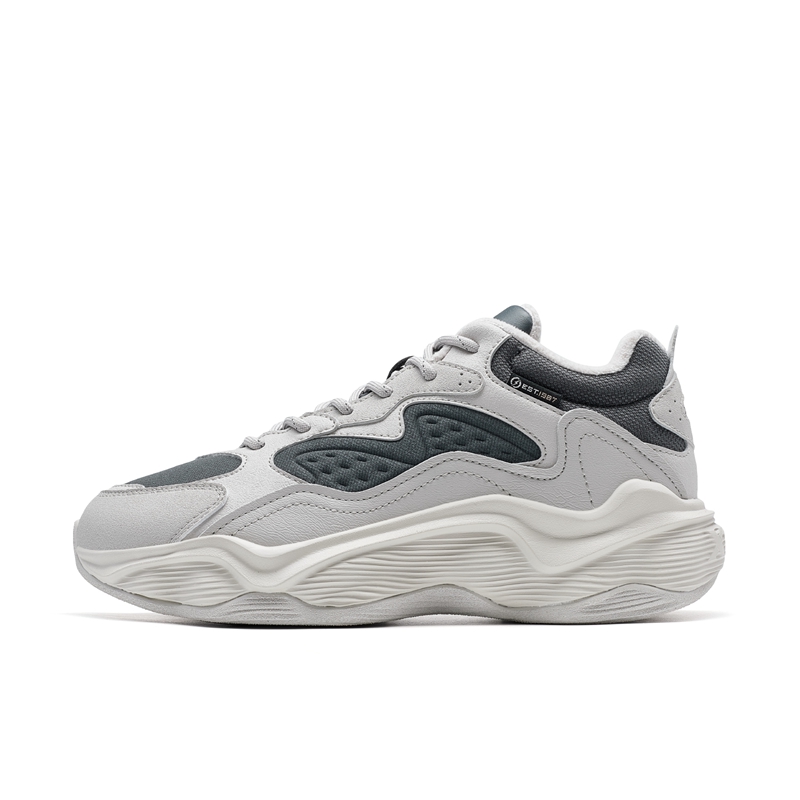XTEP Synthetic Leather Slip Resistant Waterproof Thermal Mid top Casual Running Shoes Women’s Gray