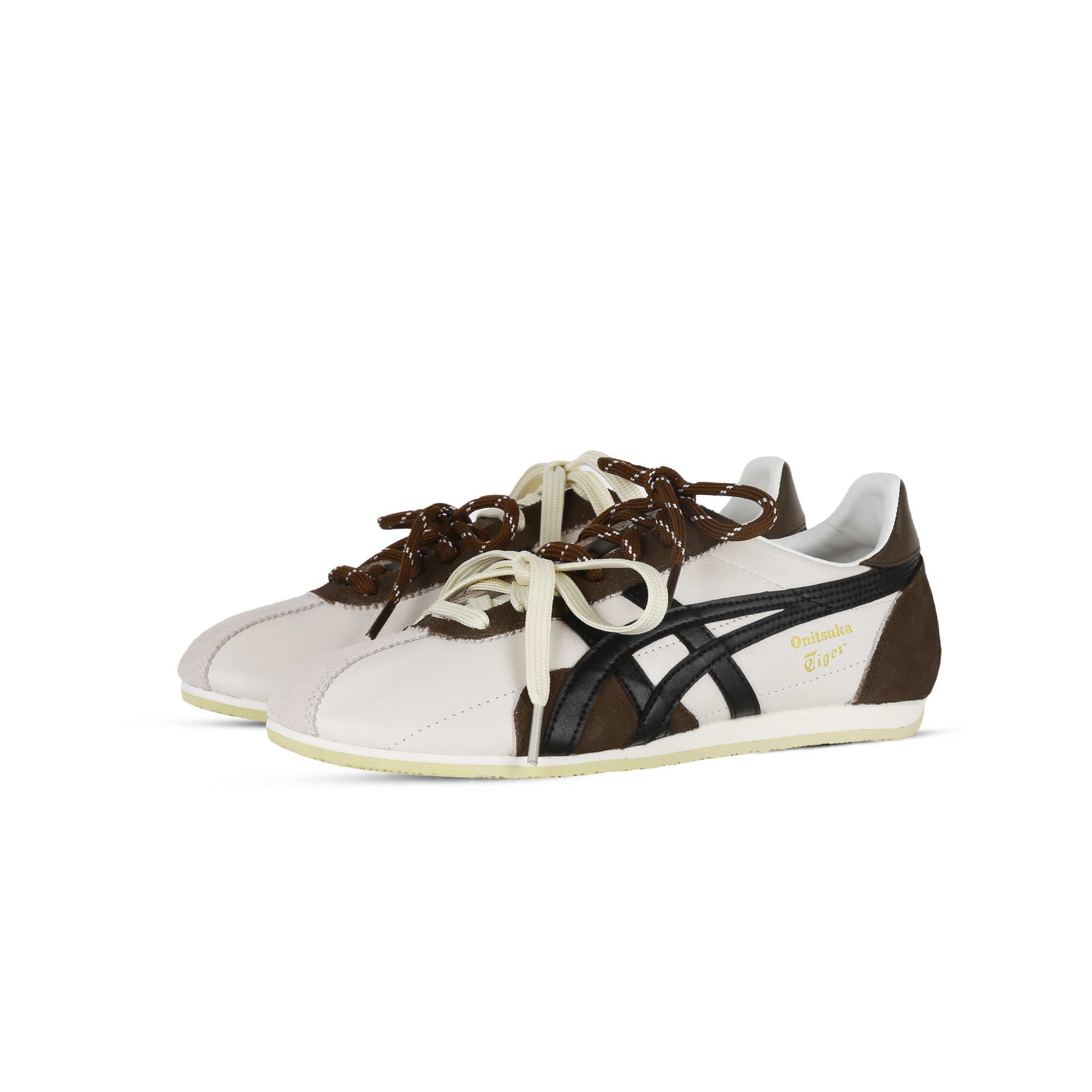 Onitsuka Tiger Runspark Leather Lightweight Coverage Low top City Commuting Running Shoes Unisex Beige Brown
