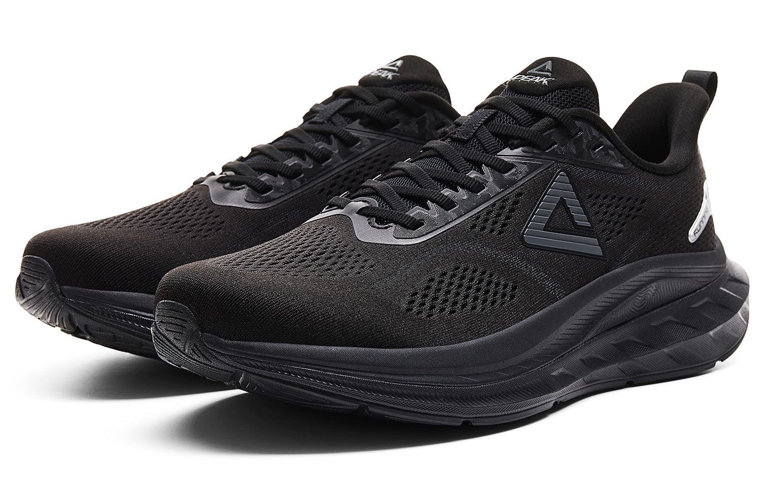 PEAK 24 Hours2.0 Cushioning Slip Resistant Abrasion Resistant Lightweight Rebound Low top Running Shoes Men’s All Black