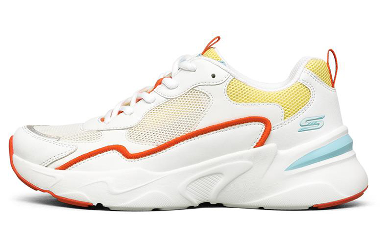 Skechers BOBS BAMINA Comfortable Textile, Artificial Leather Low top Running Shoes Women's White Yellow