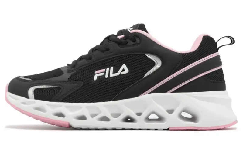 FILA Soft And Comfortable Abrasion Resistant Breathable Low top Running Shoes Women's Black Pink