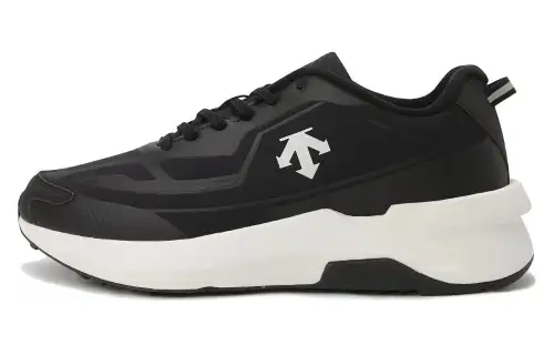 DESCENTE Futec Textile, Synthetic Leather Wear resistant And Lightweight Low top Running Shoes Unisex Black White