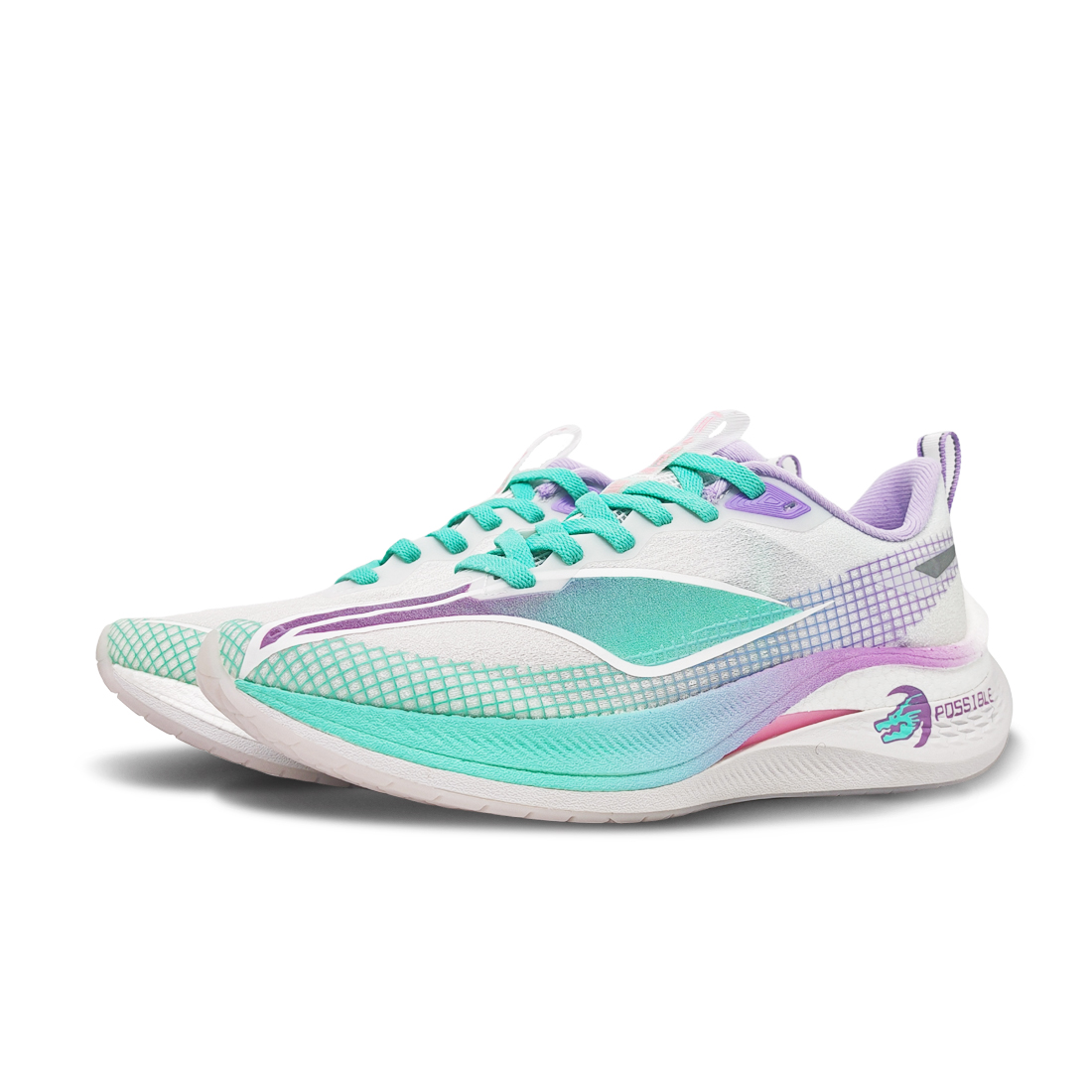 Li Ning Red Hare 7 Pro Cushioning Slip Resistant Abrasion Resistant Low top Running Shoes Unisex White Purple Cyan