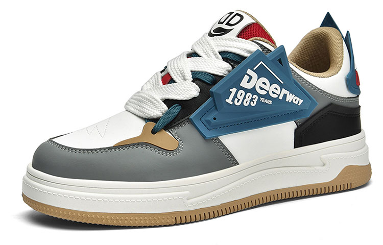 DEERWAY Abrasion Resistant Slip Resistant Low top Running Shoes Unisex Gray Blue