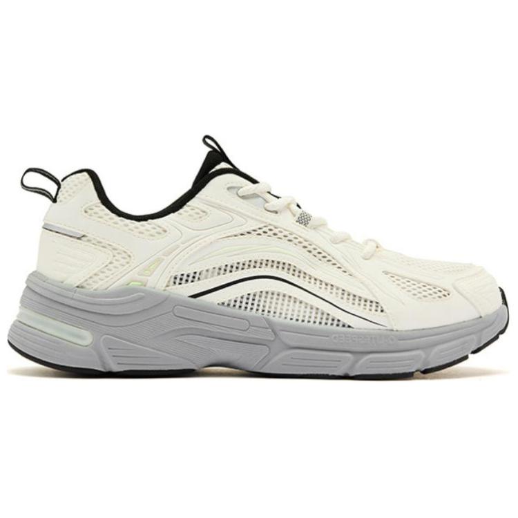 QIAODAN Comfortable And Breathable Cushioning, Wear Resistant Low top Running Shoes Men’s Gray White
