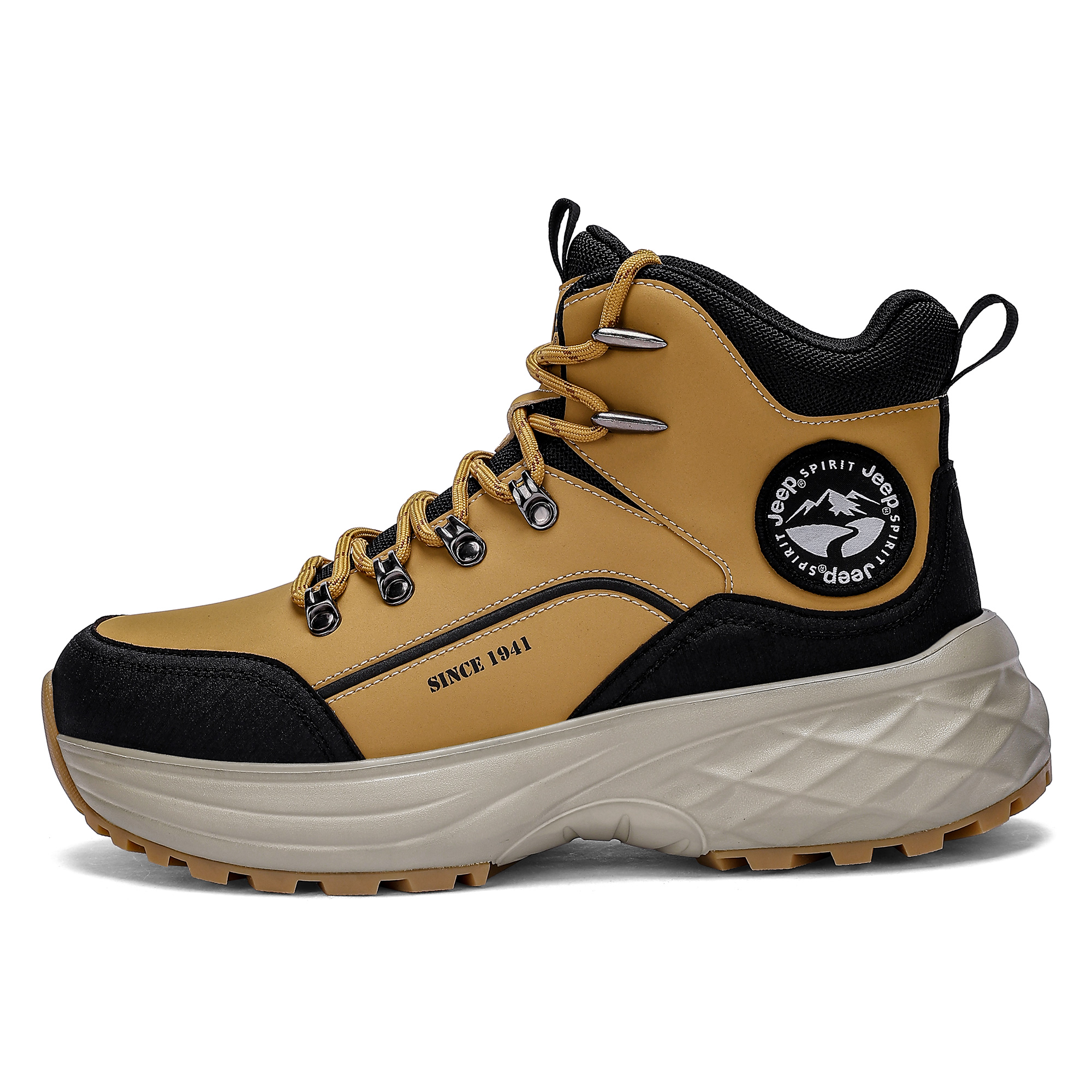 JEEP SPIRIT Cushioning Abrasion Resistant Coverage Lightweight Thermal Height Increasing High top Outdoor Shoes Men’s