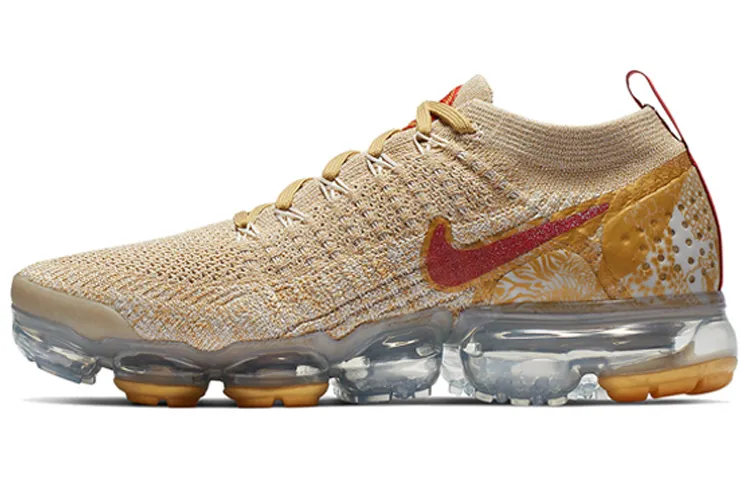 Nike VaporMax 2.0 Low top Air Cushion Casual Running Shoes Women's Red Gold