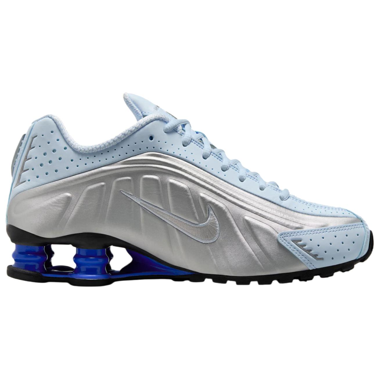 Nike Shox R4 Slip Resistant Abrasion Resistant Low top Casual Running Shoes Women’s Silver Blue
