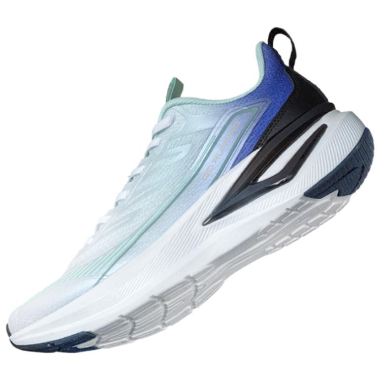 QIAODAN Fabric Cushioning Slip Resistant Low top Casual Running Shoes Men’s White Blue