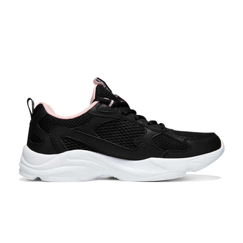 XTEP Synthetic Leather Cushioning Abrasion Resistant Low top Casual Running Shoes Women’s Black Cherry Blossom Pink
