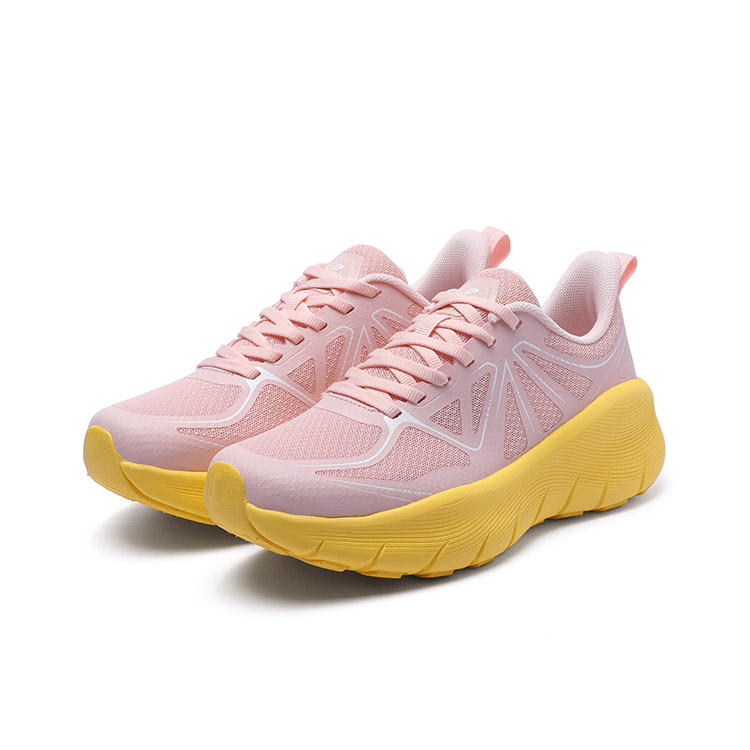 LPMX Cushioning Slip Resistant Abrasion Resistant Breathable Low top Running Shoes Unisex Pink Yellow