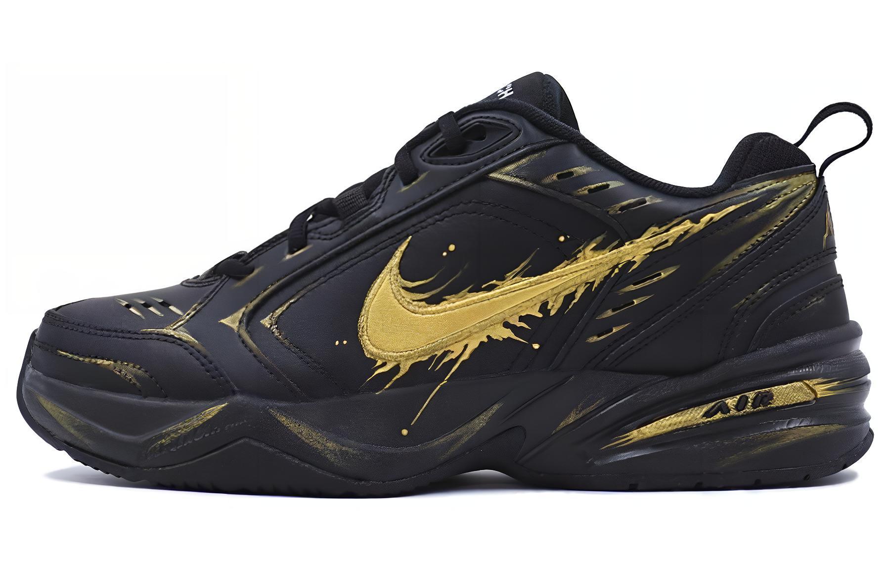 Nike Air Monarch 4 Low top Chunky Sneakers Unisex Obsidian Black Gold