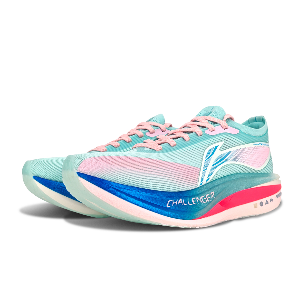 Li Ning Feidian 5 ELITE Cushioning Slip Resistant Breathable Low top Casual Running Shoes Unisex Youth Blue Pink