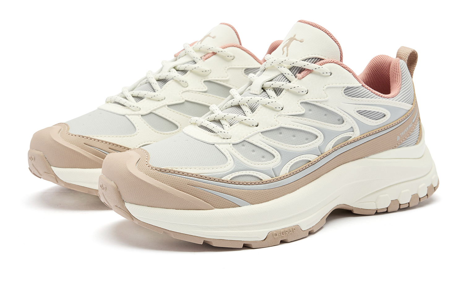 QIAODAN Cushioning Slip Resistant Abrasion Resistant Low top Casual Running Shoes Women’s Gray Beige Brown