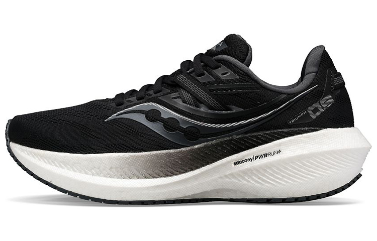 Saucony Triumph Victory 20 Sports Comfortable Fabric Wear-Resistant Low-top Marathon Running Shoes Men's Black White M Width