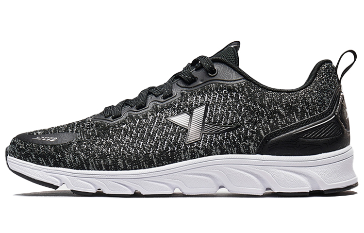 XTEP Comfortable Textile, Synthetic Leather Cushioning Slip Resistant Low top Running Shoes Men’s Black