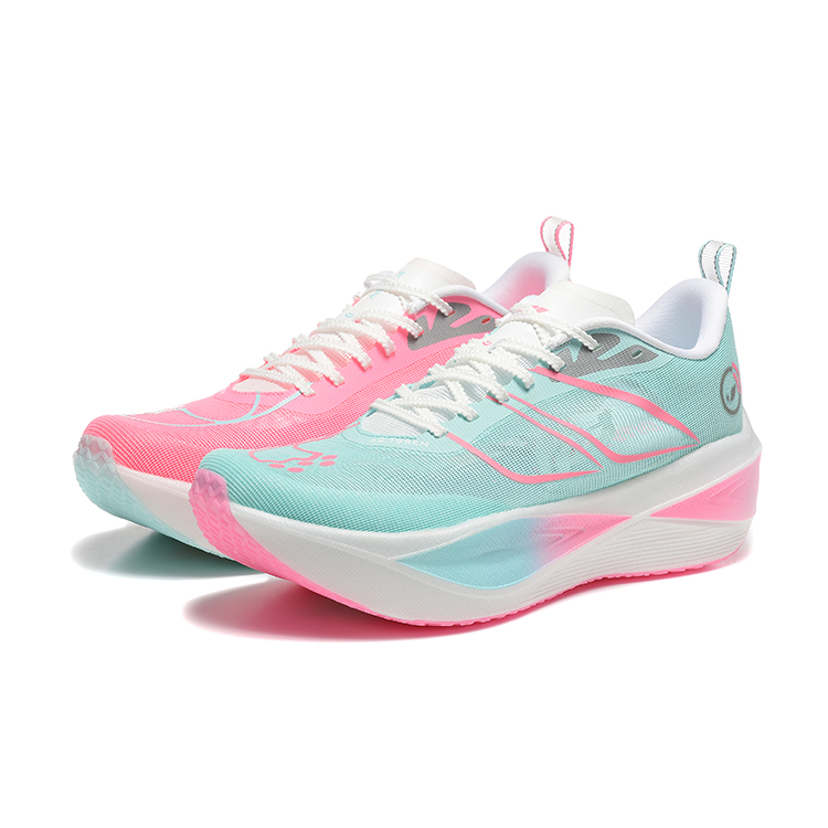DUANGOU Mesh Low top Running Shoes Unisex White Pink Blue Love Mismatched