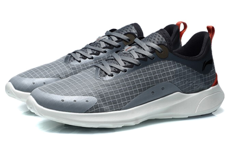 Li Ning Cushioning Slip Resistant Abrasion Resistant Lightweight Low top Running Shoes Men’s Stone Gray