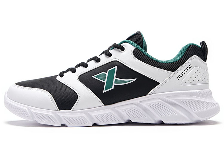 XTEP Cushioning Slip Resistant Abrasion Resistant Low top Running Shoes Men’s Black White Green