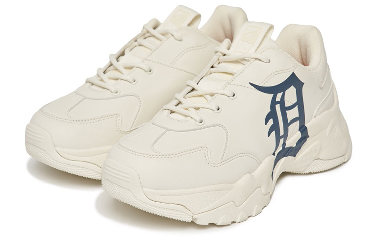 MLB Big Ball Chunky A Synthetic Leather Slip Resistant Abrasion Resistant Low top Chunky Sneakers Unisex Ecru