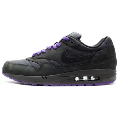Nike Air Max 1 Abrasion Resistant Low top Running Shoes Men's Black Purple