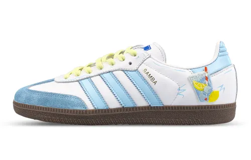 Adidas Originals SAMBA OG Slip Resistant Abrasion Resistant Low top Skateboard Shoes Unisex White Blue