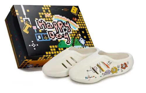 Adidas Originals AdiFOM IIInfinity Mules Abrasion Resistant Closed Toe Slippers Unisex White Yellow Purple