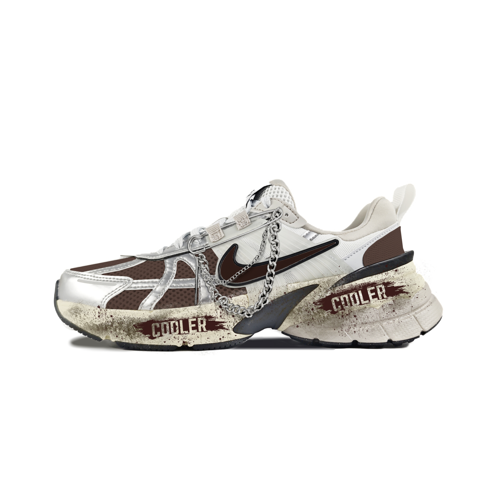 Nike V2K Run Abrasion Resistant Low top Running Shoes Women’s White Brown