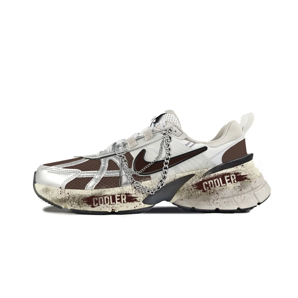 Nike V2K Run Abrasion Resistant Low top Running Shoes Women's White Brown