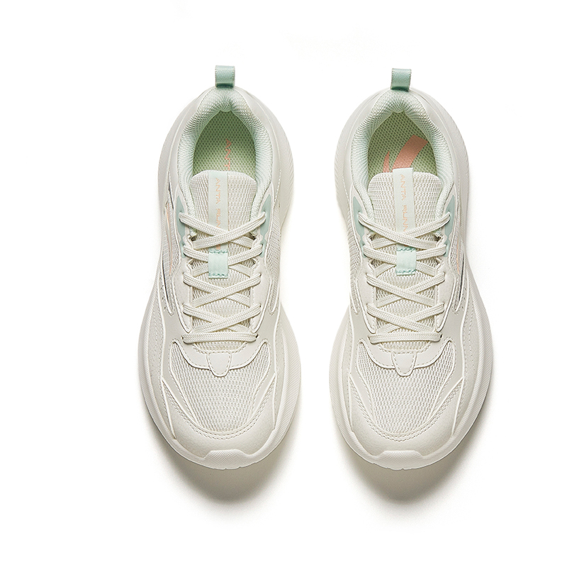 Anta Cushioning Abrasion Resistant Lightweight Low top Running Shoes Women’s White Green Pink