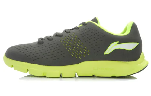 Li Ning Synthetic Leather Cushioning Slip Resistant Abrasion Resistant Lightweight Low top Running Shoes Men's Gray