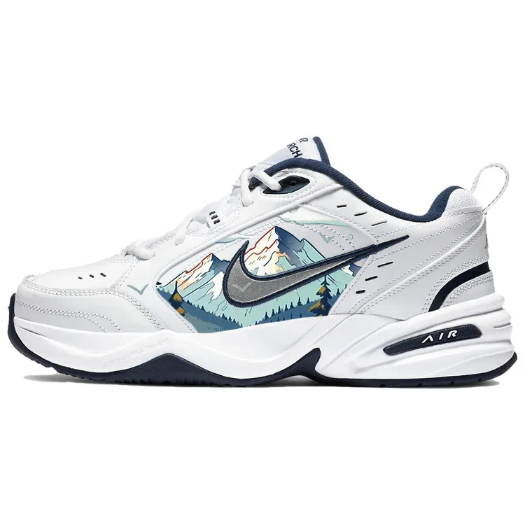 Nike Air Monarch 4 Cushioning Slip Resistant Abrasion Resistant Low top Chunky Sneakers Unisex Blue White