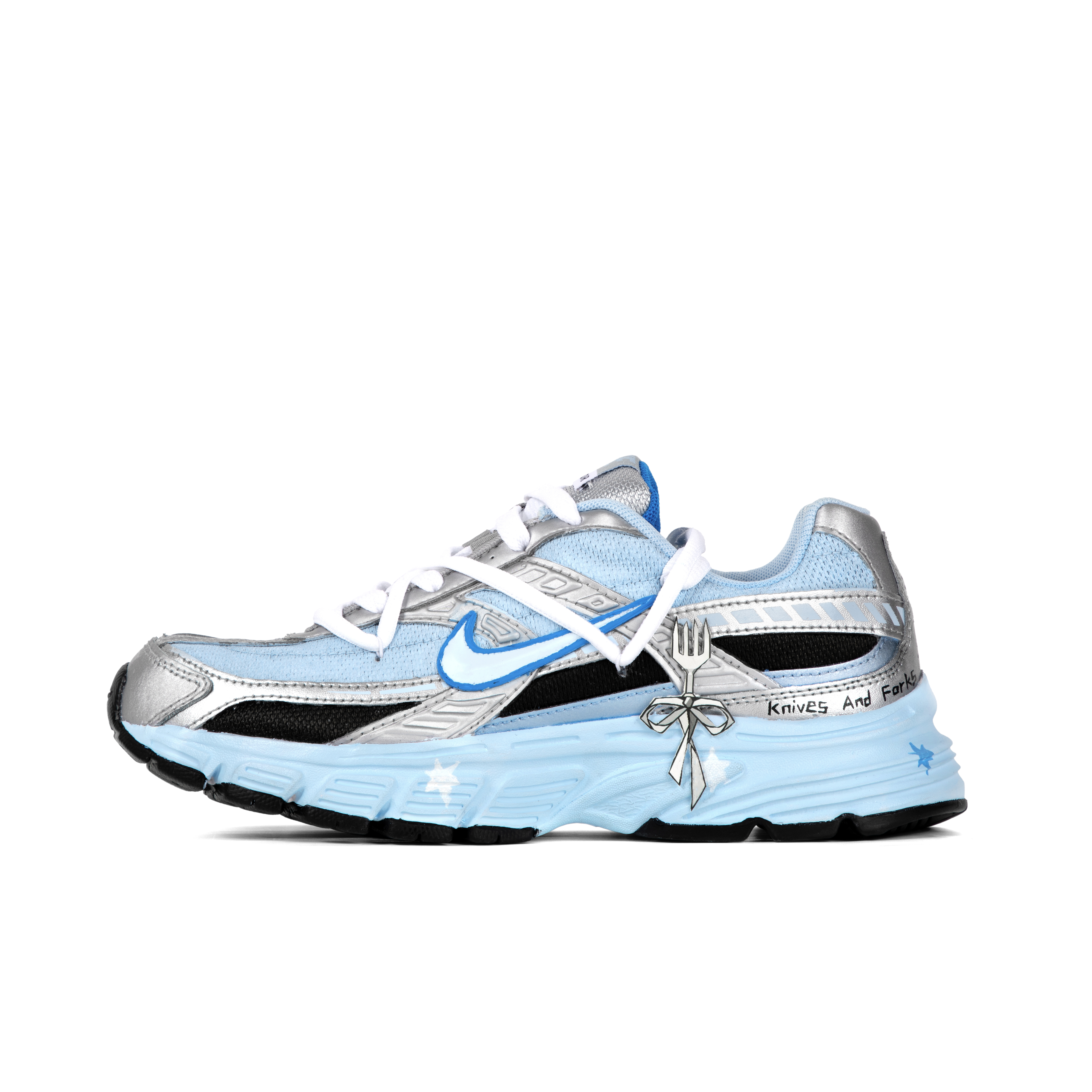 Nike Initiator Cushioning Slip Resistant Abrasion Resistant Low top Casual Running Shoes Women’s Blue Black Silver