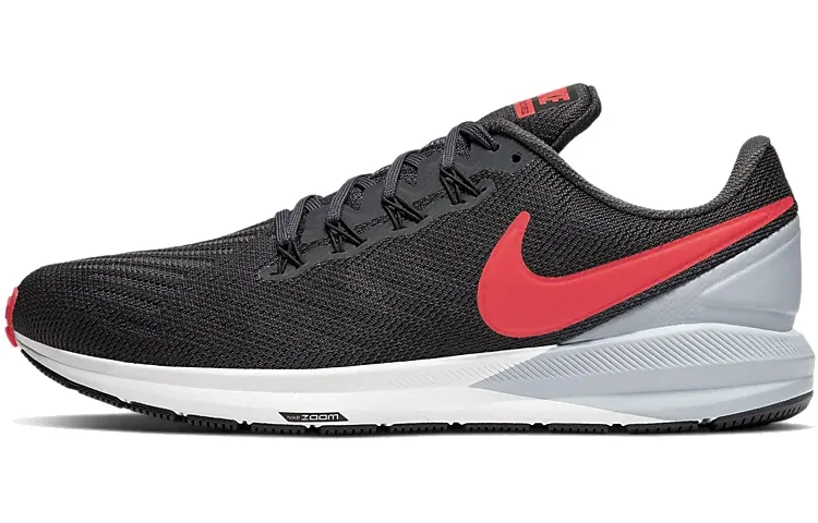 Nike Zoom Structure 22 Slip Resistant Lightweight Non slip Lightweight Low top Running Shoes Men's Black Red Silver