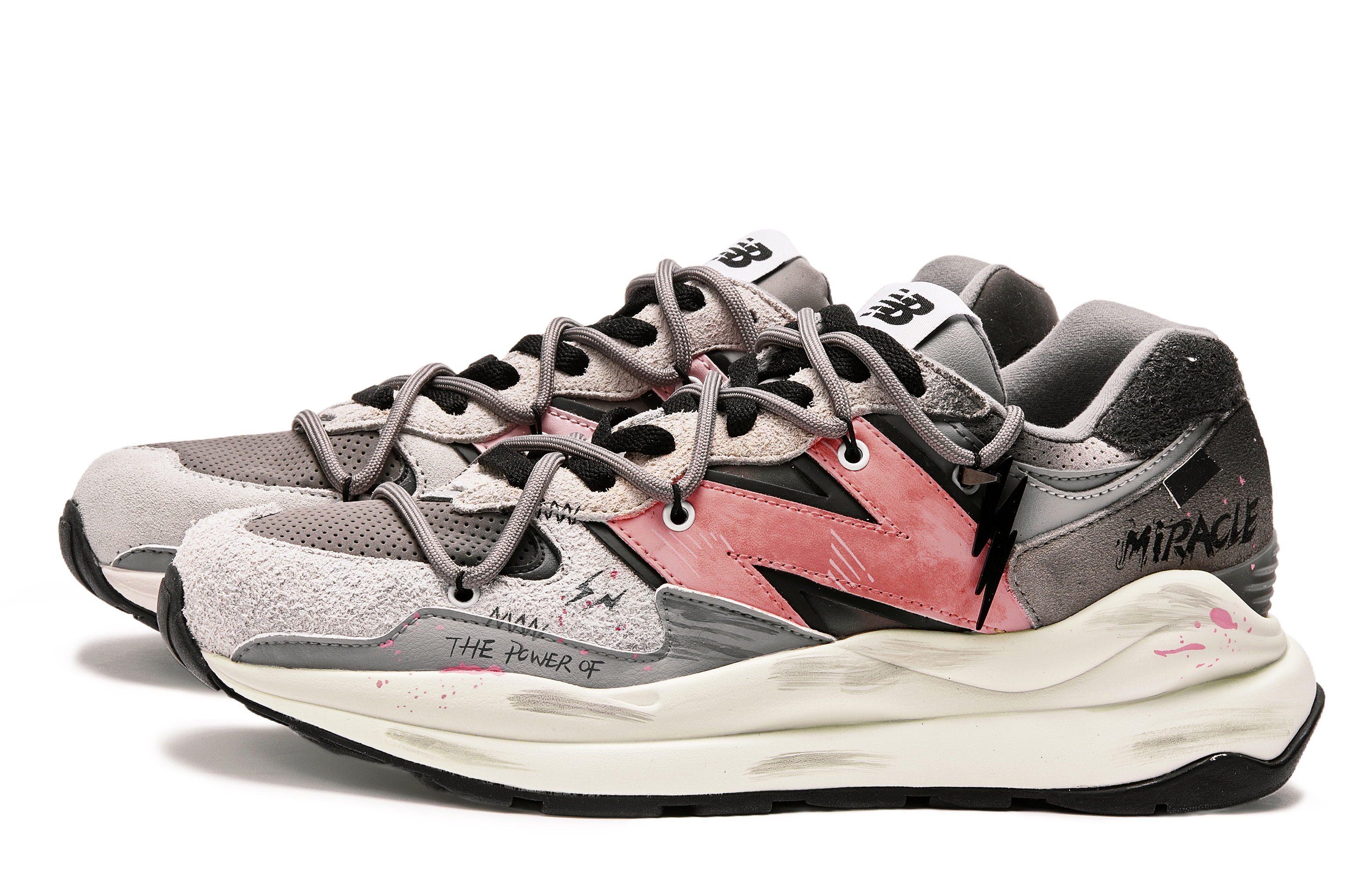 New Balance NB 5740 Slip Resistant Abrasion Resistant Low top Running Shoes Unisex Gray Pink