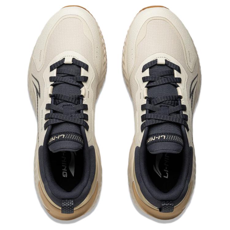 Li Ning Cloud Shield Comfortable And Trendy Slip Resistant Abrasion Resistant Low top Running Shoes Men’s Beige Blue