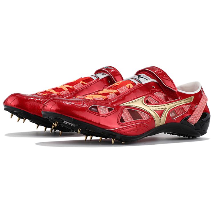 Mizuno Slip Resistant Abrasion Resistant Low top Sprint Running Shoes Unisex Red Gold Black