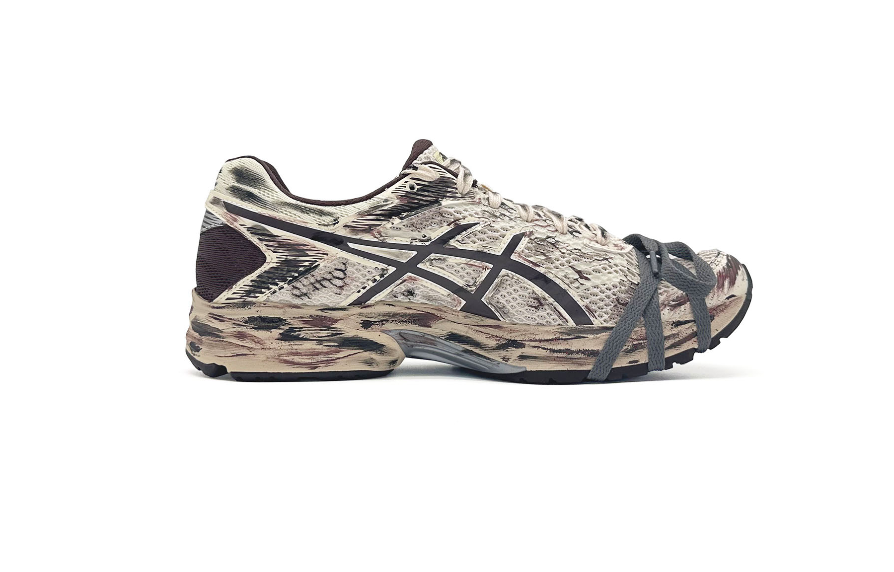 Asics Gel Flux 4 Textile, Synthetic Leather Abrasion Resistant Low top Running Shoes Unisex Beige White Brown