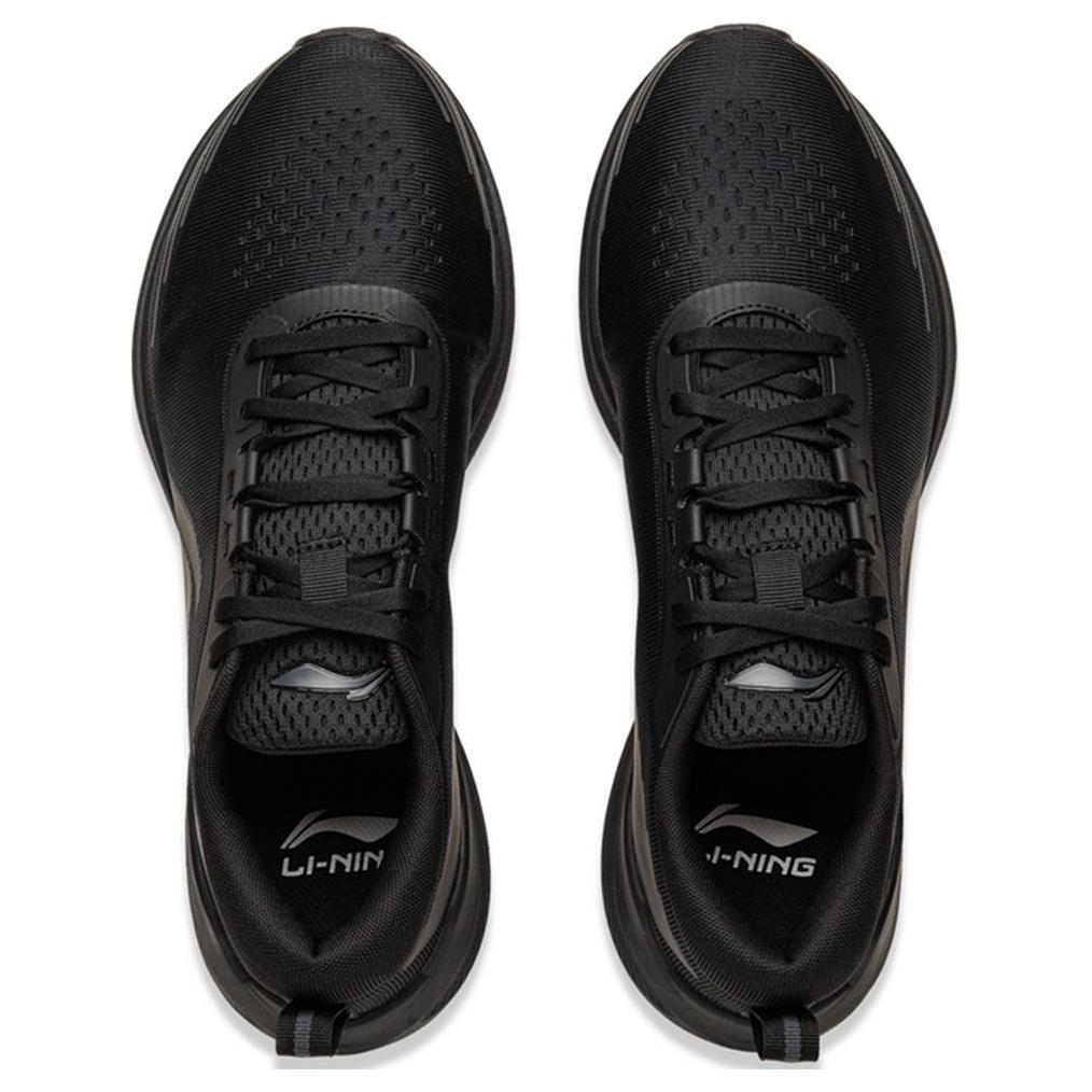 Li Ning Fabric Cushioning Abrasion Resistant Breathable Low top Running Shoes Men’s Black
