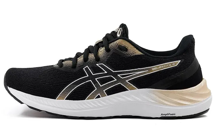 Asics Gel Excite 8 Comfortable Breathable And Wear resistant Low top Running Shoes Women's Black Gold