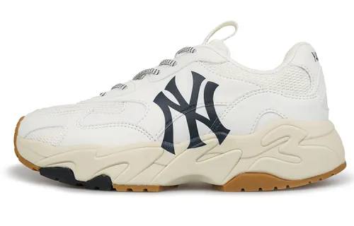 MLB Big Ball Chunky Mesh, Leather Cushioning Slip Resistant Abrasion Resistant Low top Chunky Sneakers Unisex Ecru