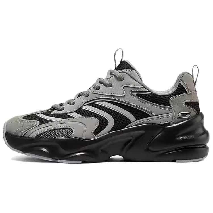 Skechers BOBS BAMINA 2 Textile, Synthetic Leather Height Increasing Low top Chunky Sneakers Men's Gray Black