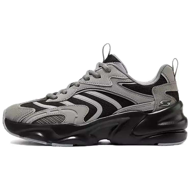 Skechers BOBS BAMINA 2 Textile, Synthetic Leather Height Increasing Low top Chunky Sneakers Men's Gray Black