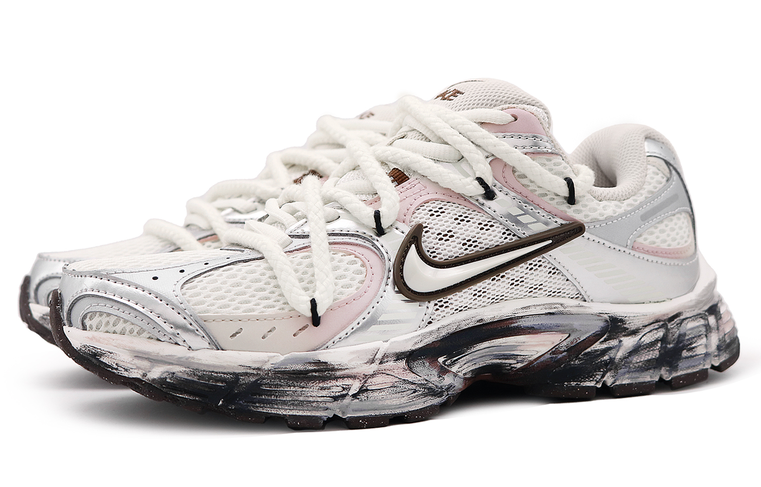 Nike V5 RNR Abrasion Resistant Breathable Low top Casual City Commuting Running Shoes Women’s Silver Gray Pink