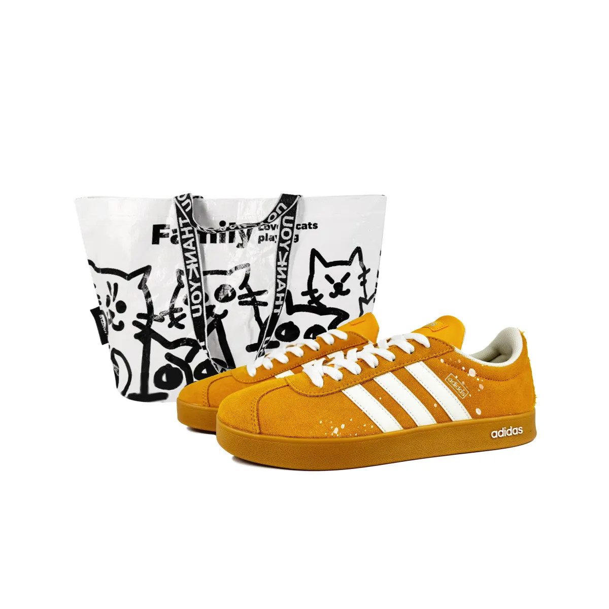 Adidas VL COURT 2.0 Slip Resistant Abrasion Resistant Low top Skateboard Shoes Unisex Yellow