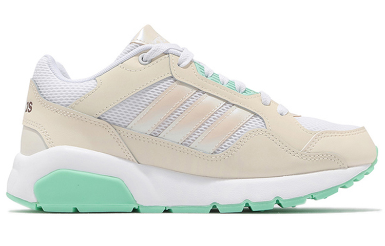 Женские кроссовки adidas neo Run9tis (бежево-бело-зеленые) — Бежевый / белый / зелёный — фото 2