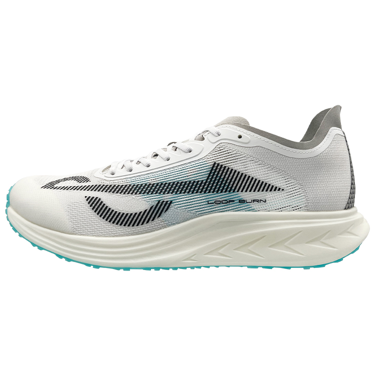 LOOP BURN Full Length Nylon Composite Fiberboard Casual Training Racing Running Shoes Unisex Cloud Stream White