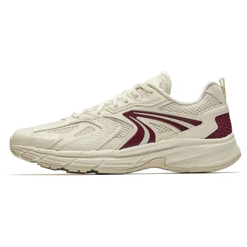 Anta Slip Resistant, Abrasion Resistant, Breathable Low top Casual Running Shoes Men's Beige Red