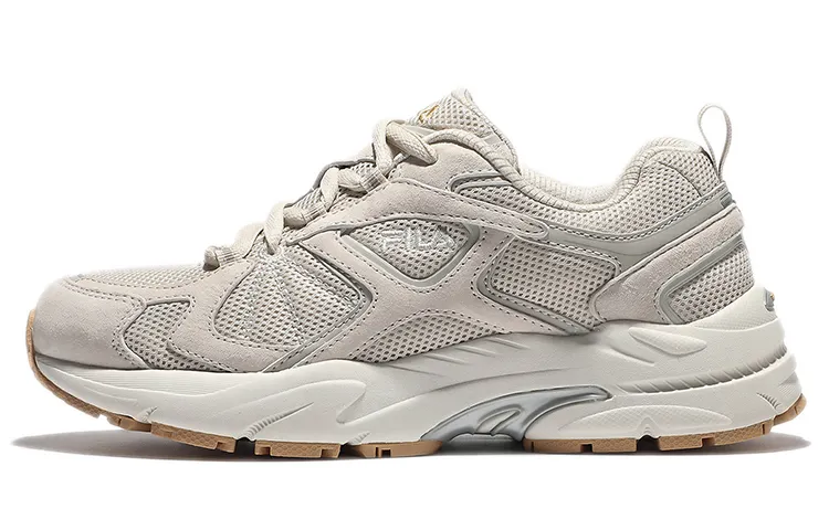 FILA Mesh Athleisure Low top Running Shoes Unisex Light Coffee Korean Style