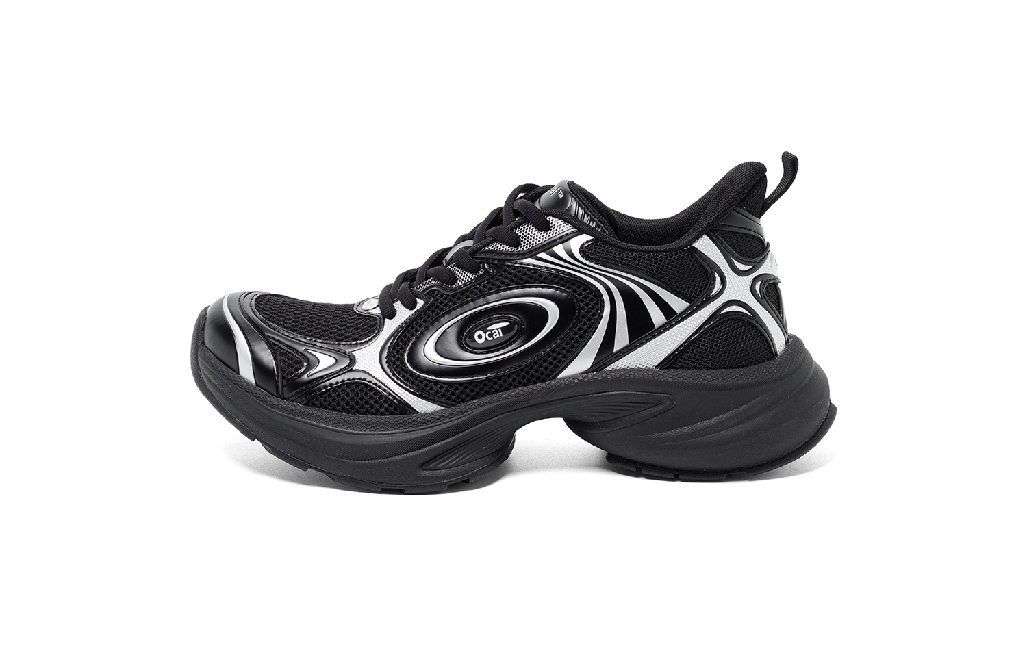Ocai Slip Resistant Abrasion Resistant Low top Running Shoes Unisex Black Silver